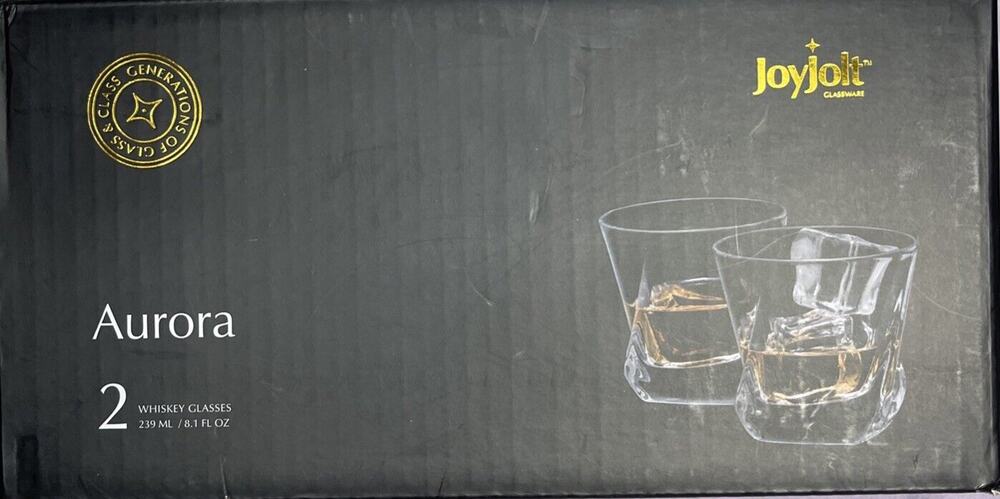 Joyjolt Glassware Two 8oz. Whiskey Glasses - "Aurora"